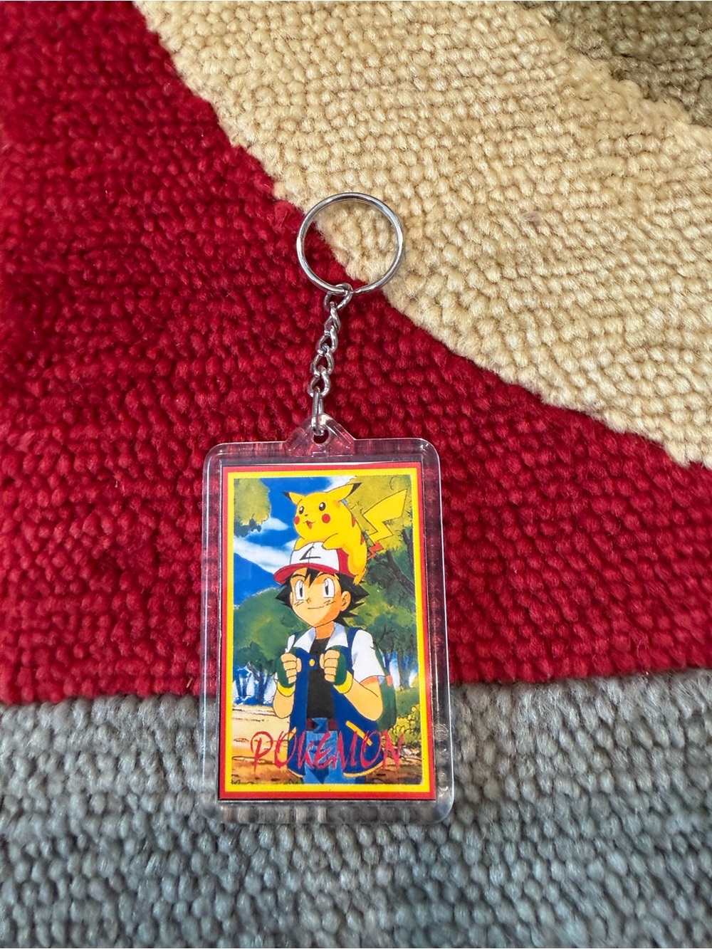Pokemon Vintage 1990’s Mini Card Photo Frame Keychain Ash Ketchum Pikachu Anime